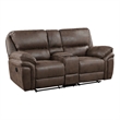 Tony 80 Inch Dual Manual Recliner Loveseat- Cupholders- Brown Microfiber