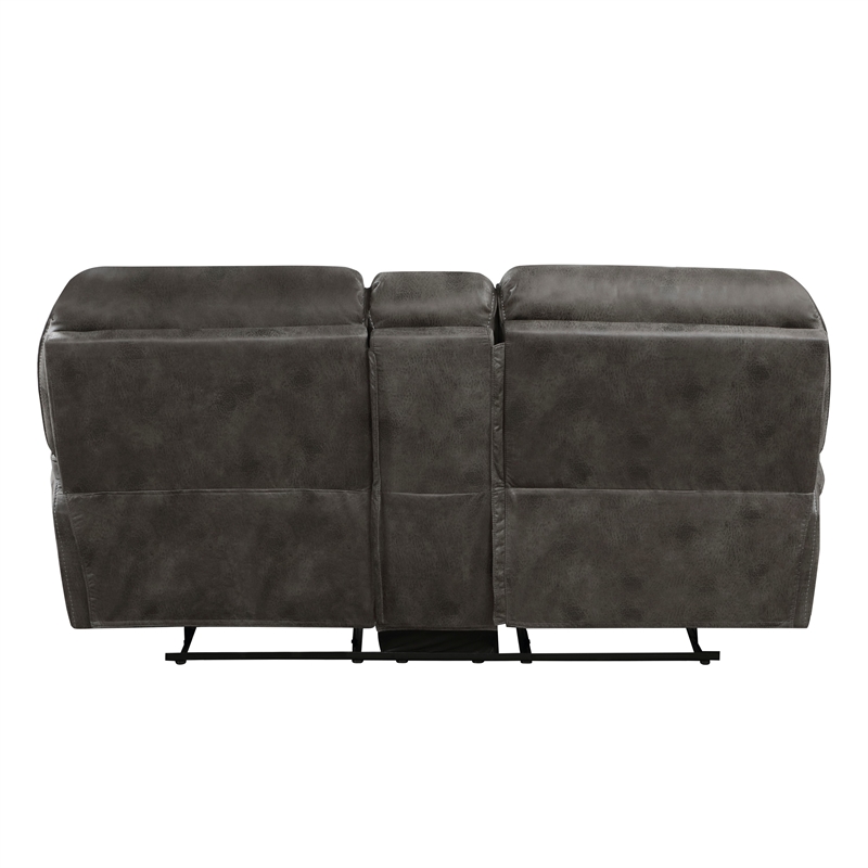 Tony 80 Inch Dual Manual Recliner Loveseat- Console- Cupholders- Gray