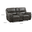Tony 80 Inch Dual Manual Recliner Loveseat- Console- Cupholders- Gray