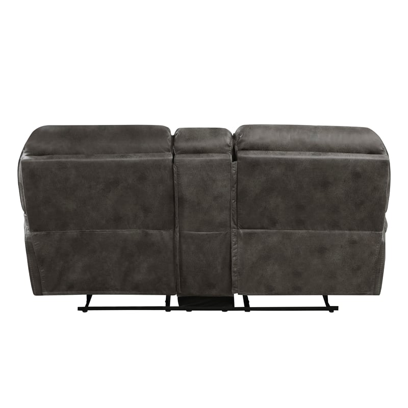 Tony 80 Inch Dual Manual Recliner Loveseat- Console- Cupholders- Gray