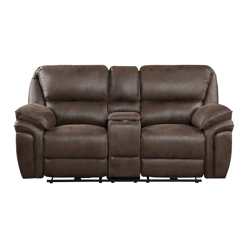 Tony 80 Inch Power Double Recliner Loveseat- Console Cupholders- USB- Brown