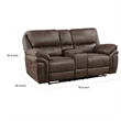 Tony 80 Inch Power Double Recliner Loveseat- Console Cupholders- USB- Brown