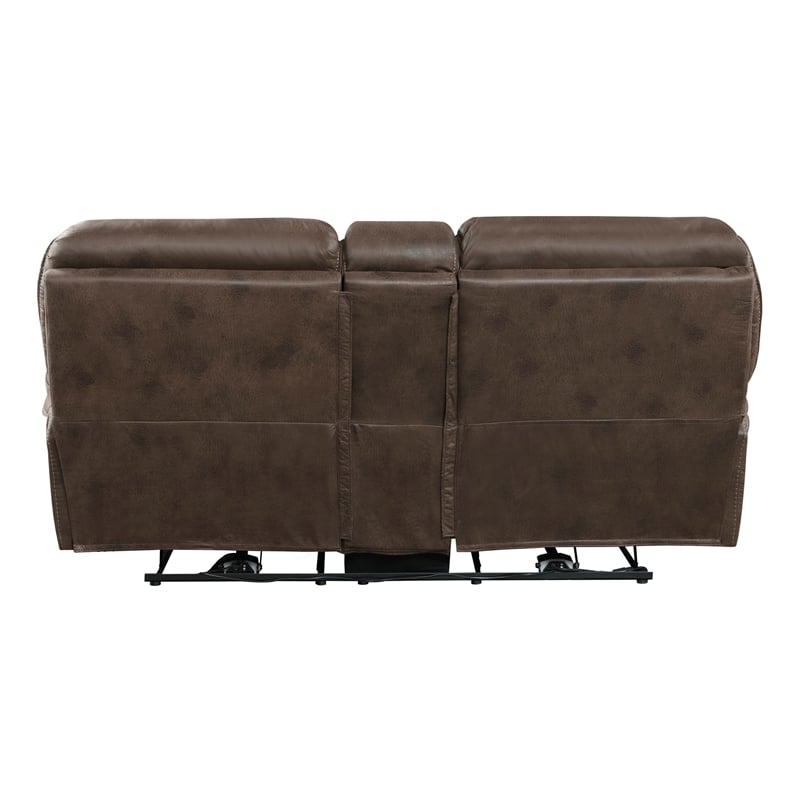 Tony 80 Inch Power Double Recliner Loveseat- Console Cupholders- USB- Brown