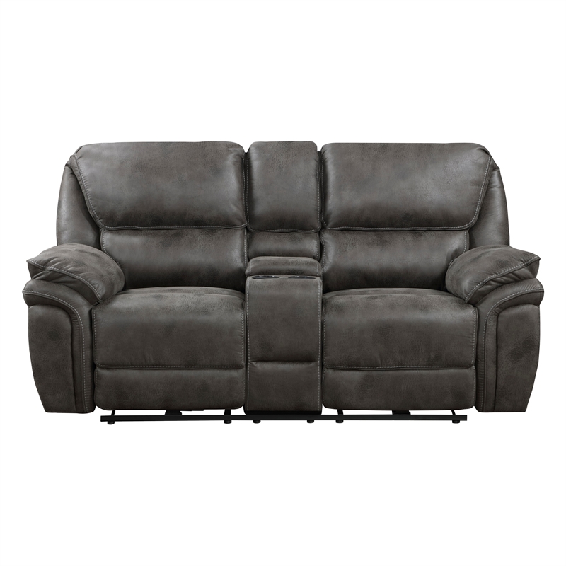 Tony 80 Inch Power Double Recliner Loveseat- Console Cupholders- USB- Gray