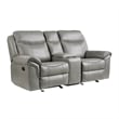 Max 80 Inch Dual Manual Recliner Loveseat- Cupholders- Gray Faux Leather