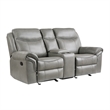 Max 80 Inch Dual Manual Recliner Loveseat- Cupholders- Gray Faux Leather