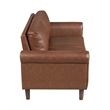 Lo Loveseat w Rolled Arms- Mid Century Dark Brown Faux Leather 57 Inch