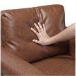 Lo Loveseat w Rolled Arms- Mid Century Dark Brown Faux Leather 57 Inch
