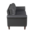 Lo Loveseat w Rolled Arms- Midcentury Dark Gray Faux Leather 57 Inch