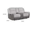 Feo Manual Reclining Loveseat w Console- White Gray Microfiber 76 Inch