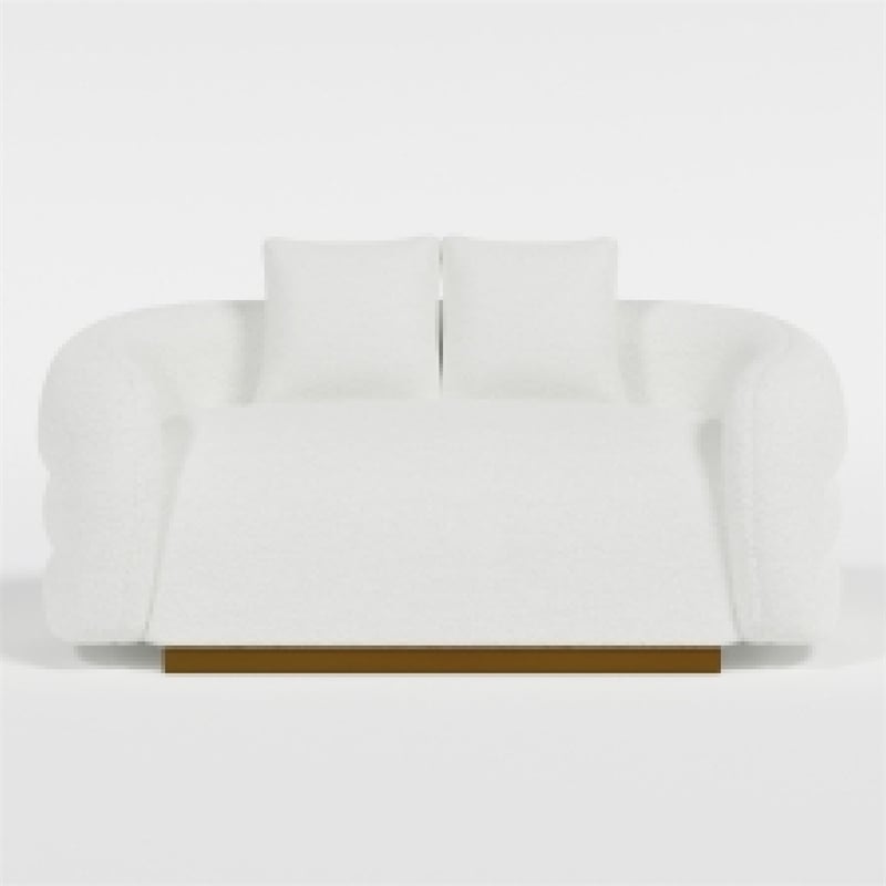 Novy Loveseat with 2 Accent Pillows- White Sherpa- Gold- 71 Inch
