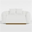 Novy Loveseat with 2 Accent Pillows- White Sherpa- Gold- 71 Inch