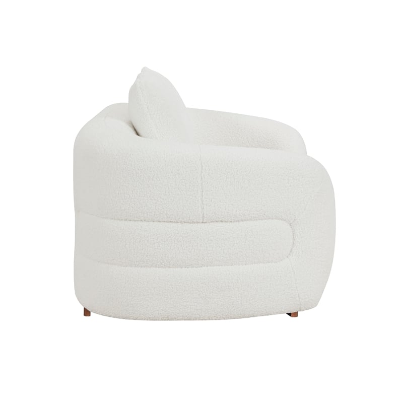 Novy Loveseat with 2 Accent Pillows- White Sherpa- Gold- 71 Inch