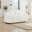 Novy Loveseat with 2 Accent Pillows- White Sherpa- Gold- 71 Inch