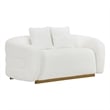 Novy Loveseat with 2 Accent Pillows- White Sherpa- Gold- 71 Inch