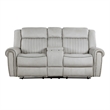 Ben Manual Reclining Loveseat- 76 Inch- Gray Microfiber- Nailhead Trim