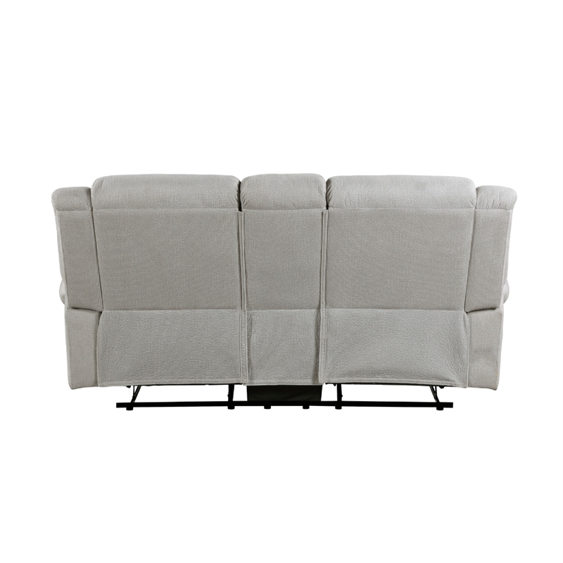 Ben Manual Reclining Loveseat- 76 Inch- Gray Microfiber- Nailhead Trim