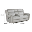 Ben Manual Reclining Loveseat- 76 Inch- Gray Microfiber- Nailhead Trim