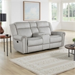 Ben Manual Reclining Loveseat- 76 Inch- Gray Microfiber- Nailhead Trim