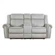 Ben Power Reclining Loveseat- 76 Inch- Gray Microfiber- Nailhead Trims