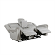 Ben Power Reclining Loveseat- 76 Inch- Gray Microfiber- Nailhead Trims