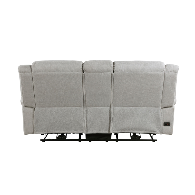 Ben Power Reclining Loveseat- 76 Inch- Gray Microfiber- Nailhead Trims
