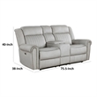 Ben Power Reclining Loveseat- 76 Inch- Gray Microfiber- Nailhead Trims