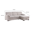 Geni Sleeper Sectional Sofa with Right Chaise- Beige- USB C Port