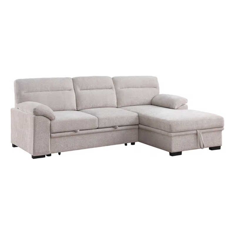 Geni Sleeper Sectional Sofa with Right Chaise- Beige- USB C Port