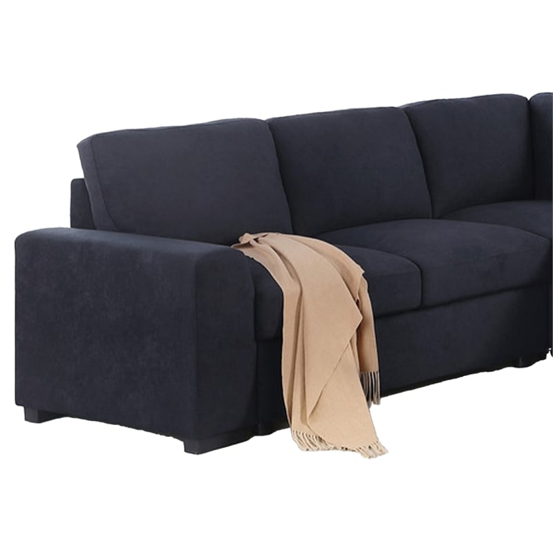 Leni 118 Inch Sleeper Sectional Sofa with Right Facing Chaise- Gray Woven
