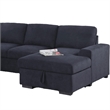 Leni 118 Inch Sleeper Sectional Sofa with Right Facing Chaise- Gray Woven