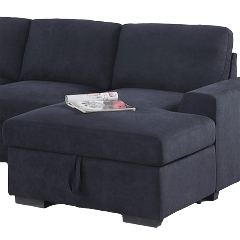 Leni 118 Inch Sleeper Sectional Sofa with Right Facing Chaise- Gray Woven