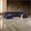 Leni 118 Inch Sleeper Sectional Sofa with Right Facing Chaise- Gray Woven