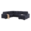 Leni 118 Inch Sleeper Sectional Sofa with Right Facing Chaise- Gray Woven