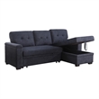 Lusy 85 Inch Reversible Sleeper Sectional Sofa- Storage Chaise- Dark Gray
