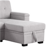 Lusy 85 Inch Reversible Sleeper Sectional Sofa- Storage Chaise- Light Gray