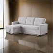 Lusy 85 Inch Reversible Sleeper Sectional Sofa- Storage Chaise- Light Gray