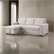 Lusy 85 Inch Reversible Sleeper Sectional Sofa with Storage Chaise- Beige