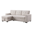 Lusy 85 Inch Reversible Sleeper Sectional Sofa with Storage Chaise- Beige