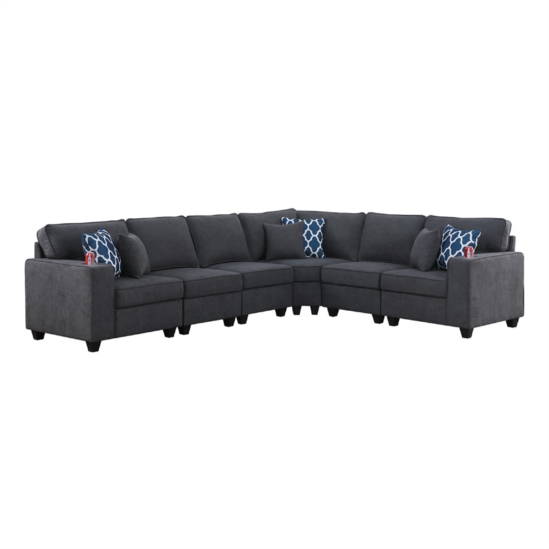 Nid Reversible RAF L Shaped Sectional Sofa- Stone Gray Woven- 125 Inch