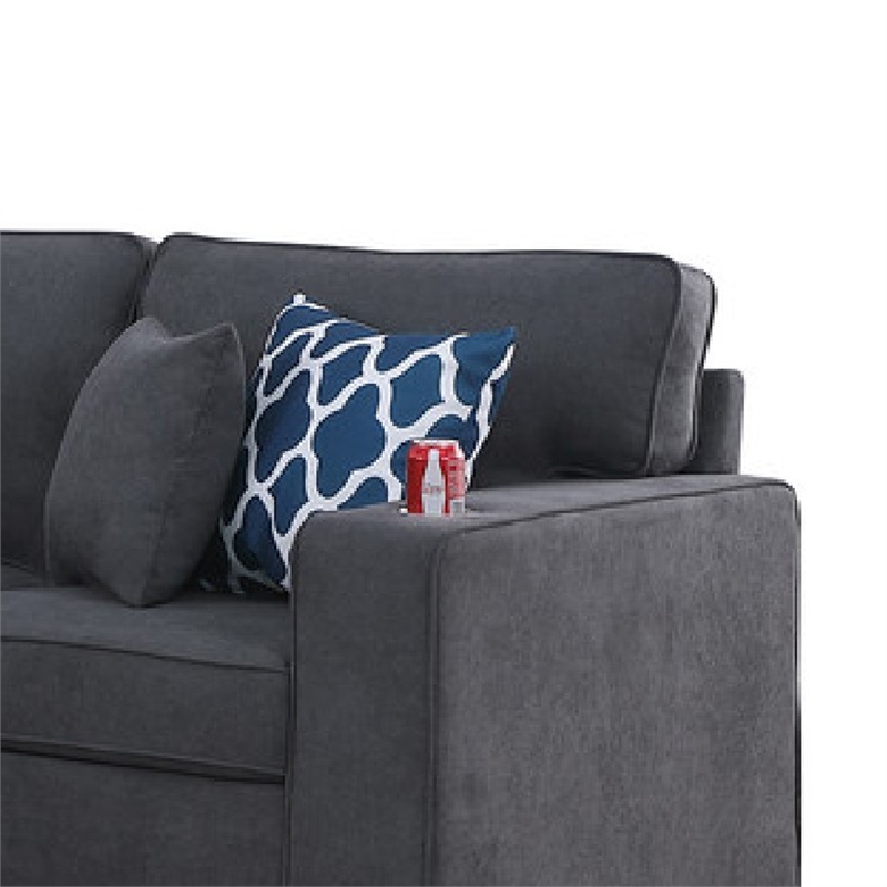 Nid Reversible RAF L Shaped Sectional Sofa- Stone Gray Woven- 125 Inch