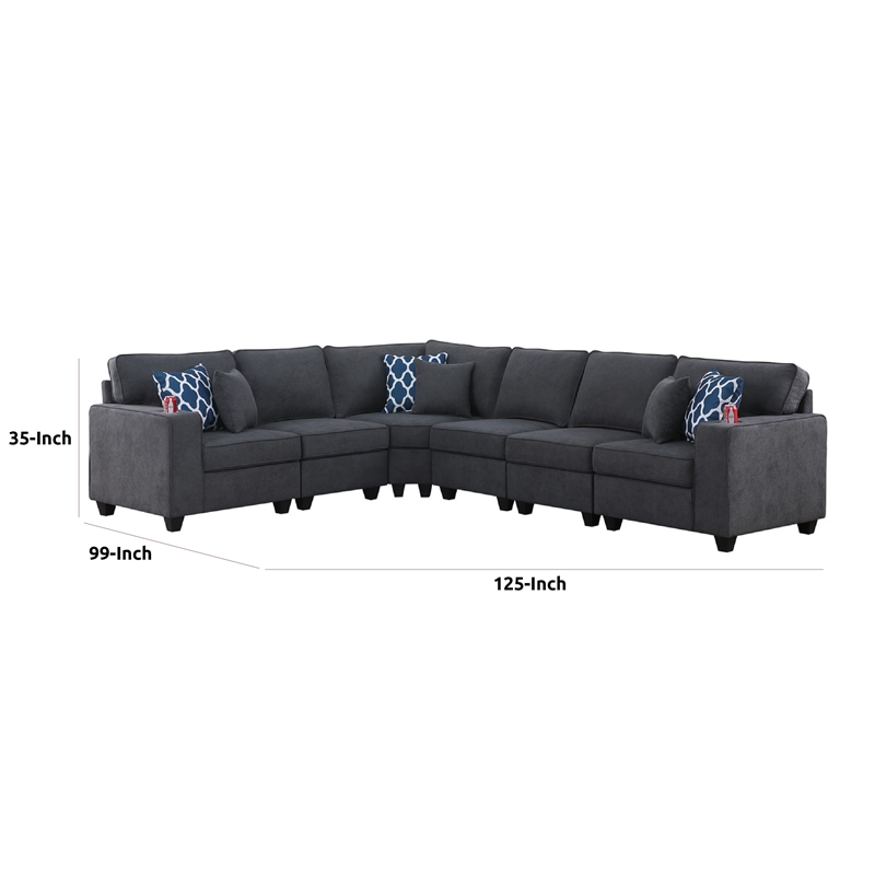 Nid Reversible RAF L Shaped Sectional Sofa- Stone Gray Woven- 125 Inch