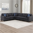 Nid Reversible RAF L Shaped Sectional Sofa- Stone Gray Woven- 125 Inch