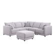 Lane L Shaped Sectional Sofa- Ottoman- 3 Pillows- Light Gray- 95 Inch