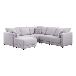 Lane L Shaped Sectional Sofa- Ottoman- 3 Pillows- Light Gray- 95 Inch
