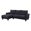 Ele 96 Inch Wide Sectional Sofa with Left Facing Chaise- Black Sherpa- Wood