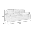 Hugh 80 Inch Sofa- Dark Gray Polyester- Soft Foam Cushioned- Solid Wood
