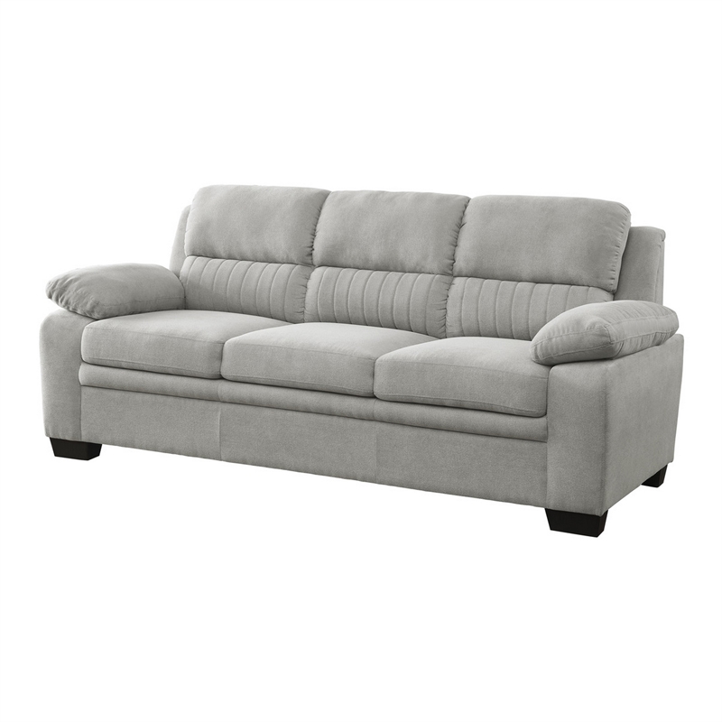 Hugh 80 Inch Sofa- Gray Polyester- Soft Foam Cushioned- Solid Wood Frame