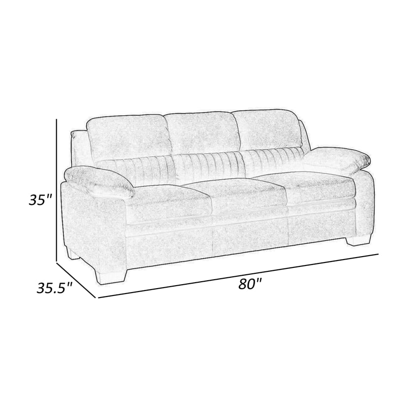 Hugh 80 Inch Sofa- Gray Polyester- Soft Foam Cushioned- Solid Wood Frame