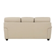 Kia 84 Inch Sofa- Cream Top Grain and Faux Leather- Brown Solid Wood